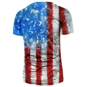 Retro tripes Flag Print hort leeves T-shirt - Fansmadedirect