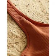 Ribbed Knot Bikini Set - Light Coffee Fansmadedirect