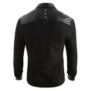Rivet Panel Long Sleeve Shirt - Black Fansmadedirect