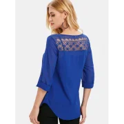 Round Hem Casual Chiffon Blouse - Blueberry Blue Fansmadedirect
