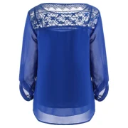 Round Hem Casual Chiffon Blouse - Blueberry Blue Fansmadedirect