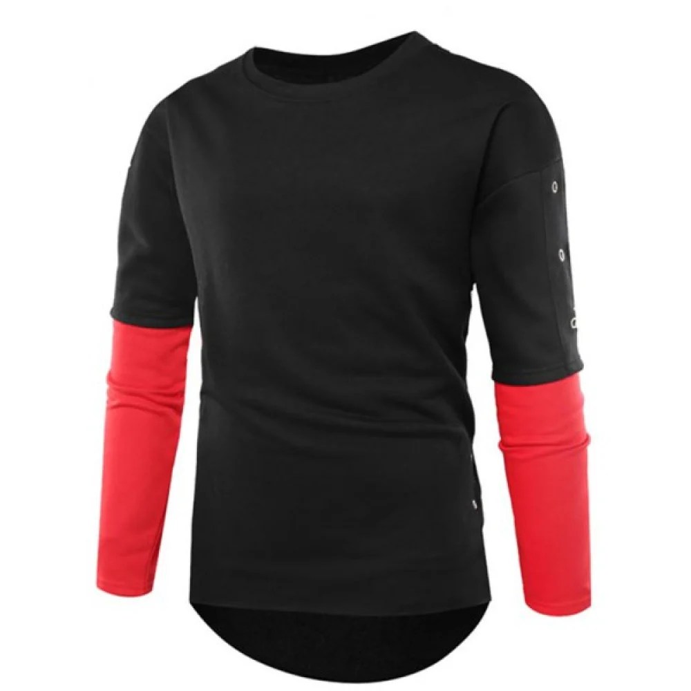 Round Hole Color Block Sweatshirt - Black Fansmadedirect