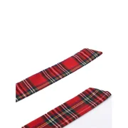 Round Neck Long leeve Mid-length Plaid Dress - Red Fansmadedirect