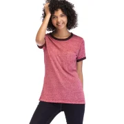 Round Neck Short Sleeve Basic T-shirt - Blush Red Fansmadedirect