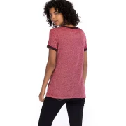 Round Neck Short Sleeve Basic T-shirt - Blush Red Fansmadedirect