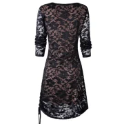 Ruched ide Full leeve Tunic Lace Dress - Black Fansmadedirect