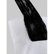 Ruched Lace Panel Tank Top - White Fansmadedirect