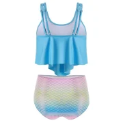 Ruched Rainbow ermaid Tankini Swimsuit - Crystal Blue Fansmadedirect