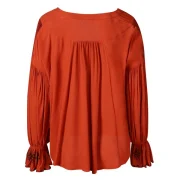Ruched Sleeve V Cut Asymmetrical Blouse - ahogany Fansmadedirect