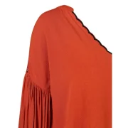 Ruched Sleeve V Cut Asymmetrical Blouse - ahogany Fansmadedirect