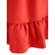 Ruffle Belted Mini Dress - Valentine Red Fansmadedirect