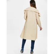Ruffle-front Drape Coat - Beige Fansmadedirect