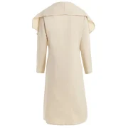 Ruffle-front Drape Coat - Beige Fansmadedirect
