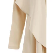 Ruffle-front Drape Coat - Beige Fansmadedirect
