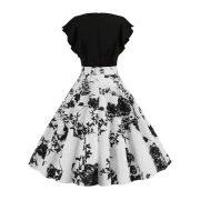 Ruffle Polka Dot Floral Vintage Dress - White Fansmadedirect