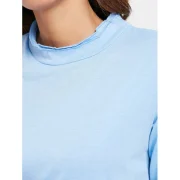 Ruffled Neck Half leeve Tee - Light Blue Fansmadedirect