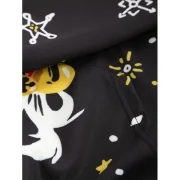 Santa Claus Beard and Hat Print Hoodie - Black Fansmadedirect