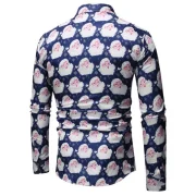 Santa Claus Pattern Long Sleeve Shirt - Cadetblue Fansmadedirect