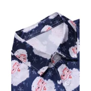 Santa Claus Pattern Long Sleeve Shirt - Cadetblue Fansmadedirect