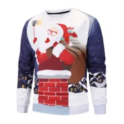 Santa Print Christmas Pullover Sweatshirt - Warm White Fansmadedirect