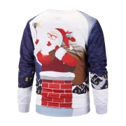 Santa Print Christmas Pullover Sweatshirt - Warm White Fansmadedirect