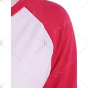 Santa Print Raglan Sleeve Christmas Tee - Red Fansmadedirect