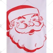 Santa Print Raglan Sleeve Christmas Tee - Red Fansmadedirect