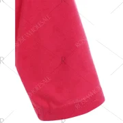 Santa Print Raglan Sleeve Christmas Tee - Red Fansmadedirect