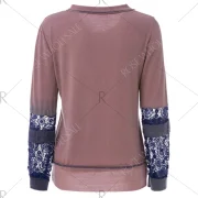 Scoop Neck Long Sleeve Tie-Dyeing T-Shirt For Women - Coffee Fansmadedirect