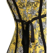 Self Tie Spaghetti Strap Print Dress - Yellow Fansmadedirect