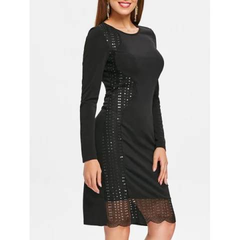 Sequined Sheath Dress - Black Fansmadedirect