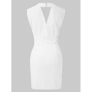 Sexy Bead Embellished Solid Color Party Dress For Women - White One Fansmadedirect