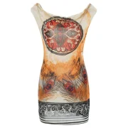 Sexy Scoop Neck Sleeveless Chains Embellished Slimming Women's Dress - Orange One Size(fit Size Xs To Fansmadedirect