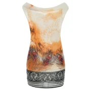 Sexy Scoop Neck Sleeveless Chains Embellished Slimming Women's Dress - Orange One Size(fit Size Xs To Fansmadedirect