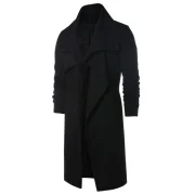 Shawl Collar Long Sleeve Coat - Black Fansmadedirect