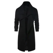 Shawl Collar Long Sleeve Coat - Black Fansmadedirect