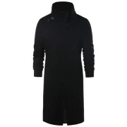 Shawl Collar Long Sleeve Coat - Black Fansmadedirect