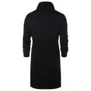 Shawl Collar Long Sleeve Coat - Black Fansmadedirect