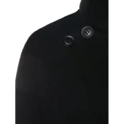 Shawl Collar Long Sleeve Coat - Black Fansmadedirect