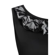 Sheer Lace Insert V Shaped Back Party Dress - Black Fansmadedirect