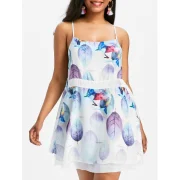 Short Leaf Slip Dress - White Fansmadedirect