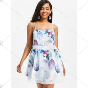 Short Leaf Slip Dress - White Fansmadedirect