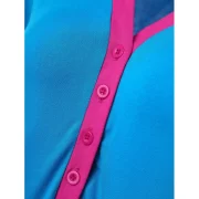 Short Sleeve Button Up Color Block Sleep Dress - Butterfly Blue Fansmadedirect