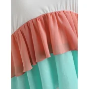 Short Sleeve Three Tones Swingy Top - White Fansmadedirect