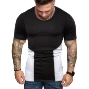 Short Sleeves Color Block Spliced T-shirt - Black Fansmadedirect