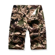 Side Flap Pocket Camouflage Print Cargo Shorts - Khaki Fansmadedirect