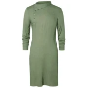 Side Slit Half Button Longline Shirt - Camouflage Green Fansmadedirect