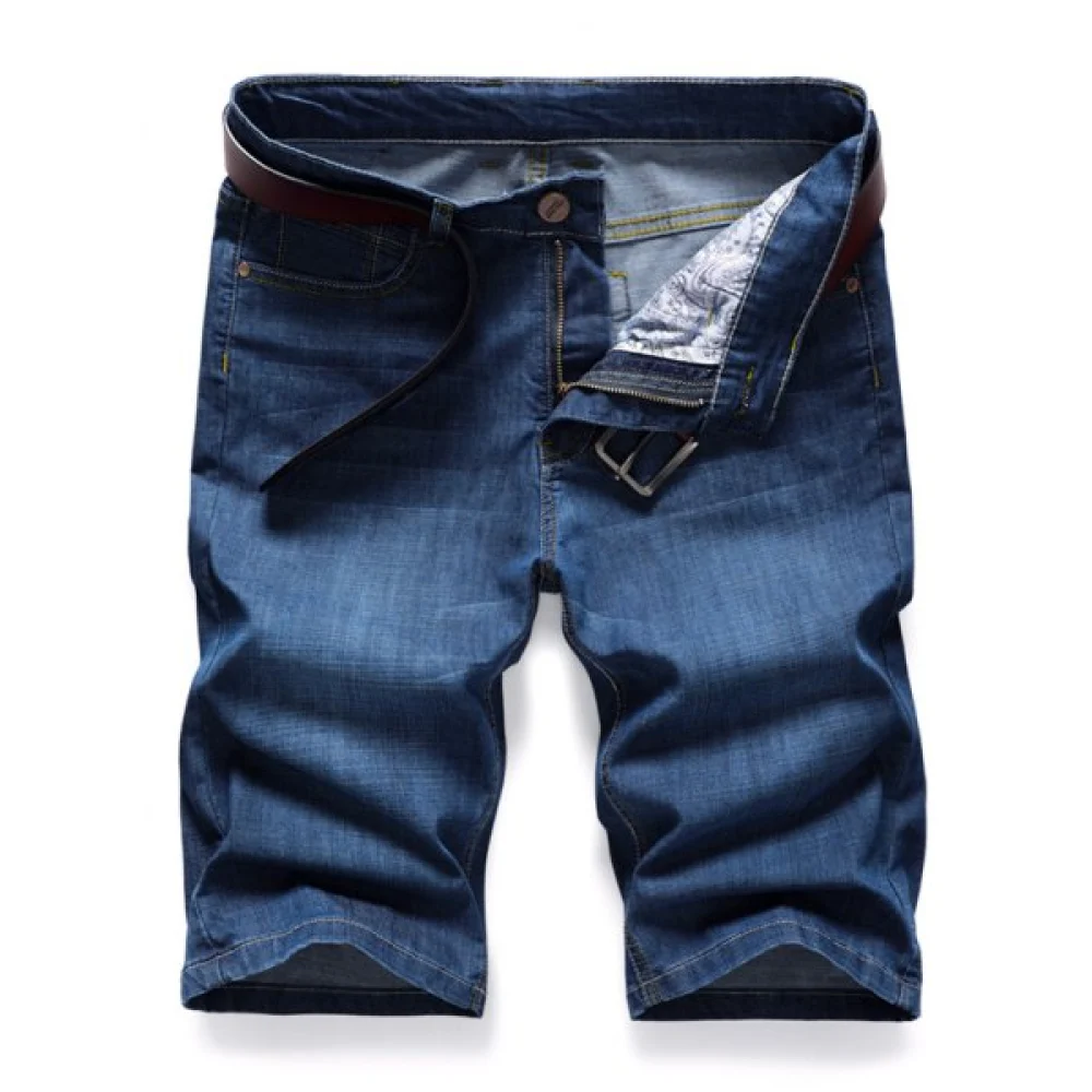 Simple Style Zip Fly Jeans Shorts - Denim Dark Blue Fansmadedirect