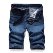 Simple Style Zip Fly Jeans Shorts - Denim Dark Blue Fansmadedirect