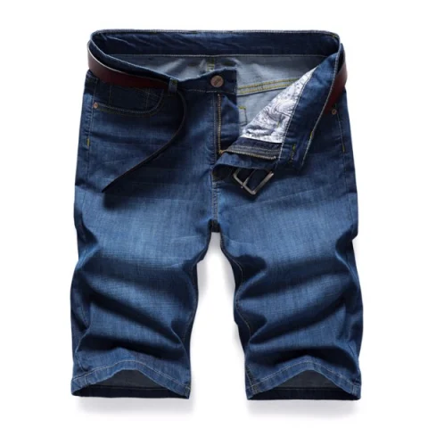Simple Style Zip Fly Jeans Shorts - Denim Dark Blue Fansmadedirect